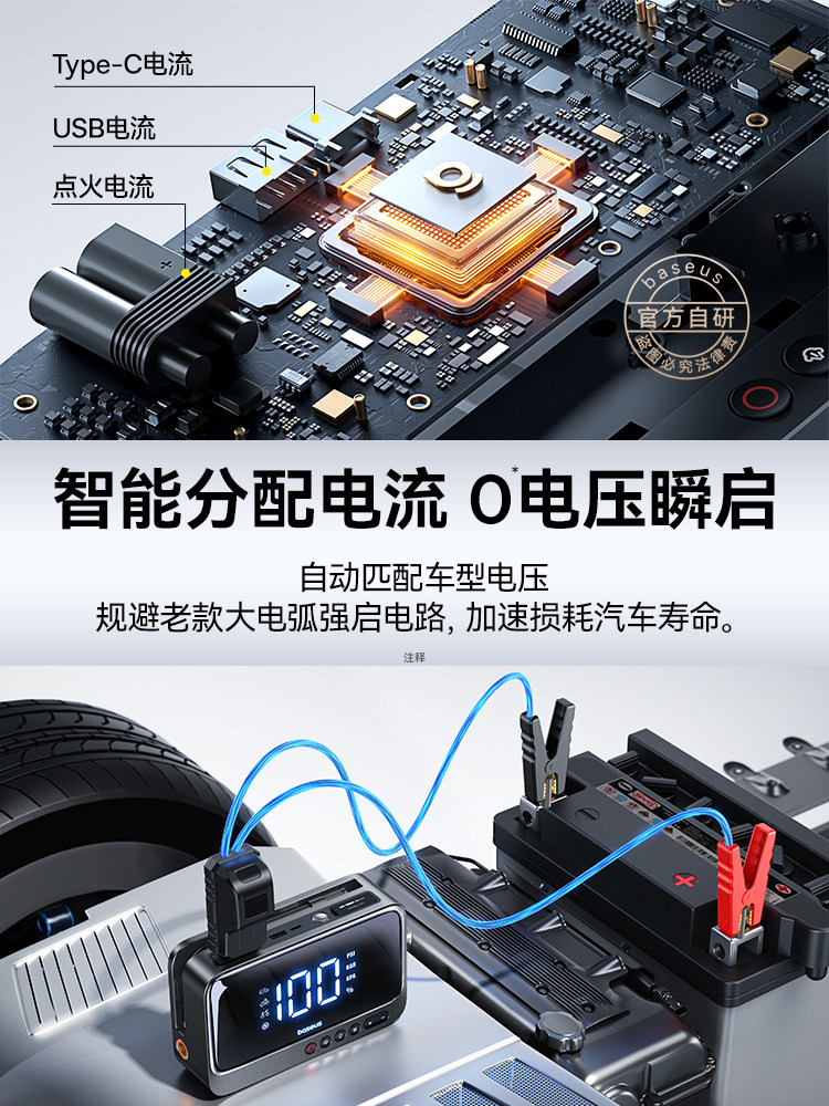 [3C Certification] Baseus Car Emergency Jump Starter Air Pump Portable Car Battery Booster for Motorcycle