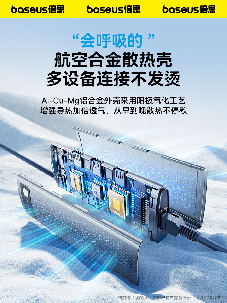 Baseus Docking Station Type-C Expansion HDMI Screen Projection USB Splitter Adapter Hub Thunderbolt 4 Multi-Interface Network Cable Converter Suitable for Computers iPad Laptops Tablets Mobile Phones