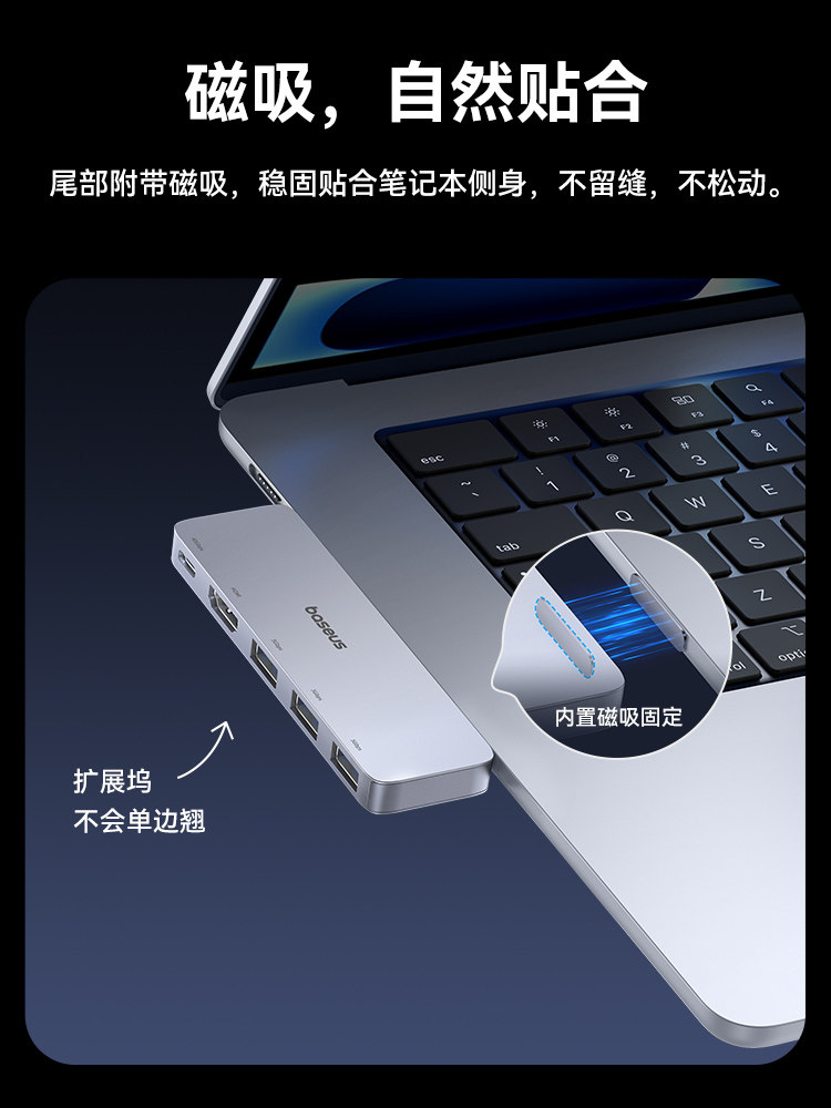 Baseus Docking Station Expansion Type-C Hub Splitter Suitable for Apple Mac Computers, Air Adapter, MacBook Laptop USB Thunderbolt 4 Interface Converter Hub