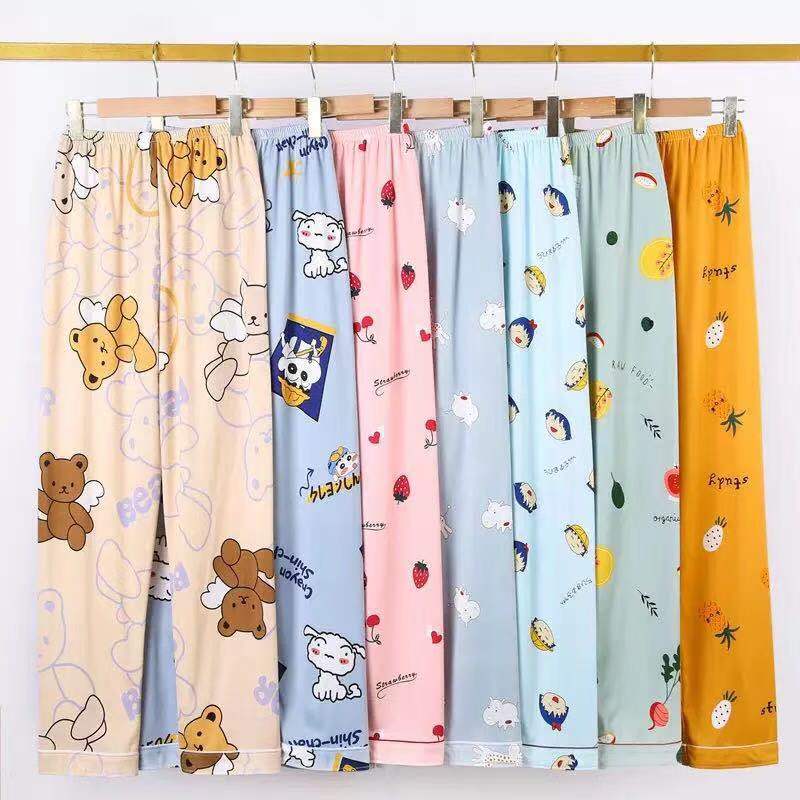 Women's Pajama Pants, Long, Thin, Suitable for Spring and Autumn, Can Be Worn Outside, Loose Fit, Plus Size, Breathable, Casual Home Pants, Women's Summer Air-Conditioned Room Pants