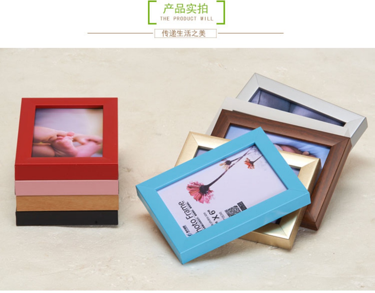 Khung ảnh treo tường bằng gỗ không cứng đặt 5 6 7 8 1012A4 inch khung ảnh cưới trẻ em khung ảnh - Kính kính mắt