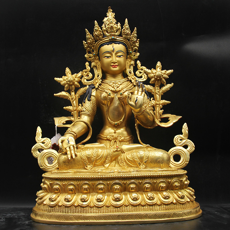 Nepalese boutique handmade pure copper-gold white-degree mother Buddha statue Tibetan Buddhism home Myiturism dedicated to the mercy of a ruler
