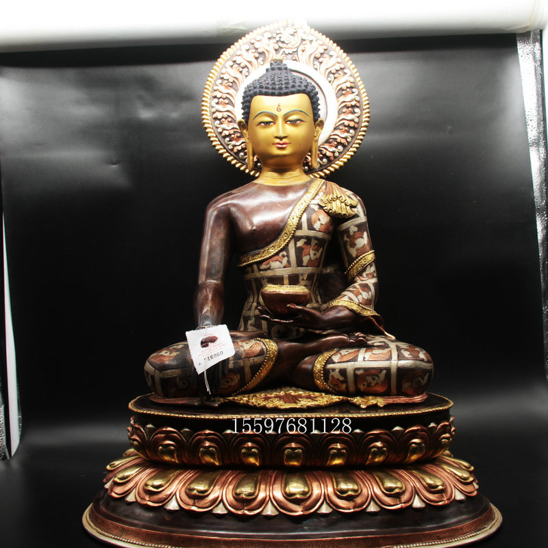 Tibetan Buddhism Nepal red copper Chinese gold with backlit Buddha statue Buddha statue of Buddha statue of Buddha II ruler