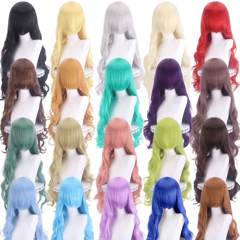 Drifting Wig 80cm Medium-Long Slightly Curly Hair Versatile Thickened Black Gold Purple Pink Dark Light Brown Green Headgear Cosplay Wig Drifting Wig 80cm Medium-Long Slightly Curly Hair Versatile Thickened Black Gold Purple Pink Dark Light Brown Green Headgear Cosplay Wig