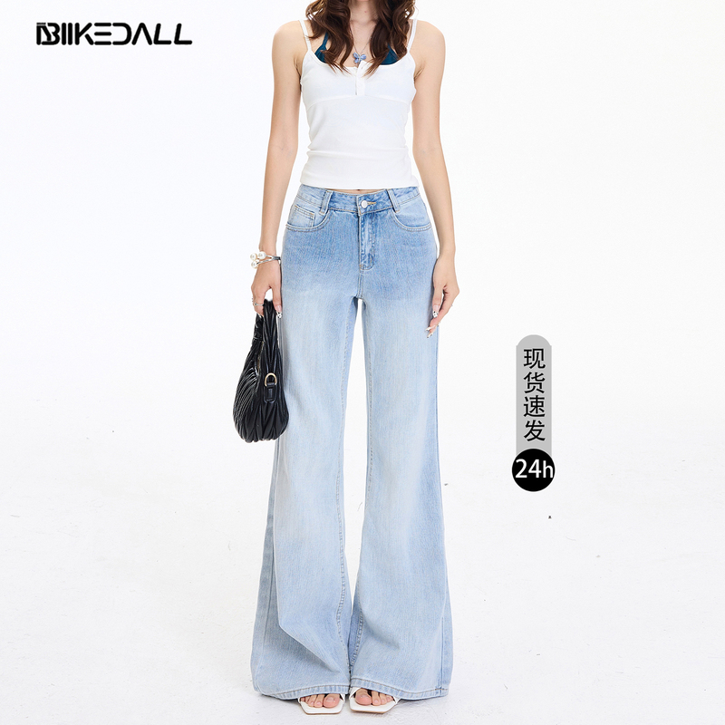 American Retro Flared Jeans for Women, Summer 2026 New Style, Light Blue, Non-Tight, Wide-Leg, Loose, Slimming, Straight-Leg Pants American Retro Flared Jeans for Women, Summer 2026 New Style, Light Blue, Non-Tight, Wide-Leg, Loose, Slimming, Straight-Leg Pants