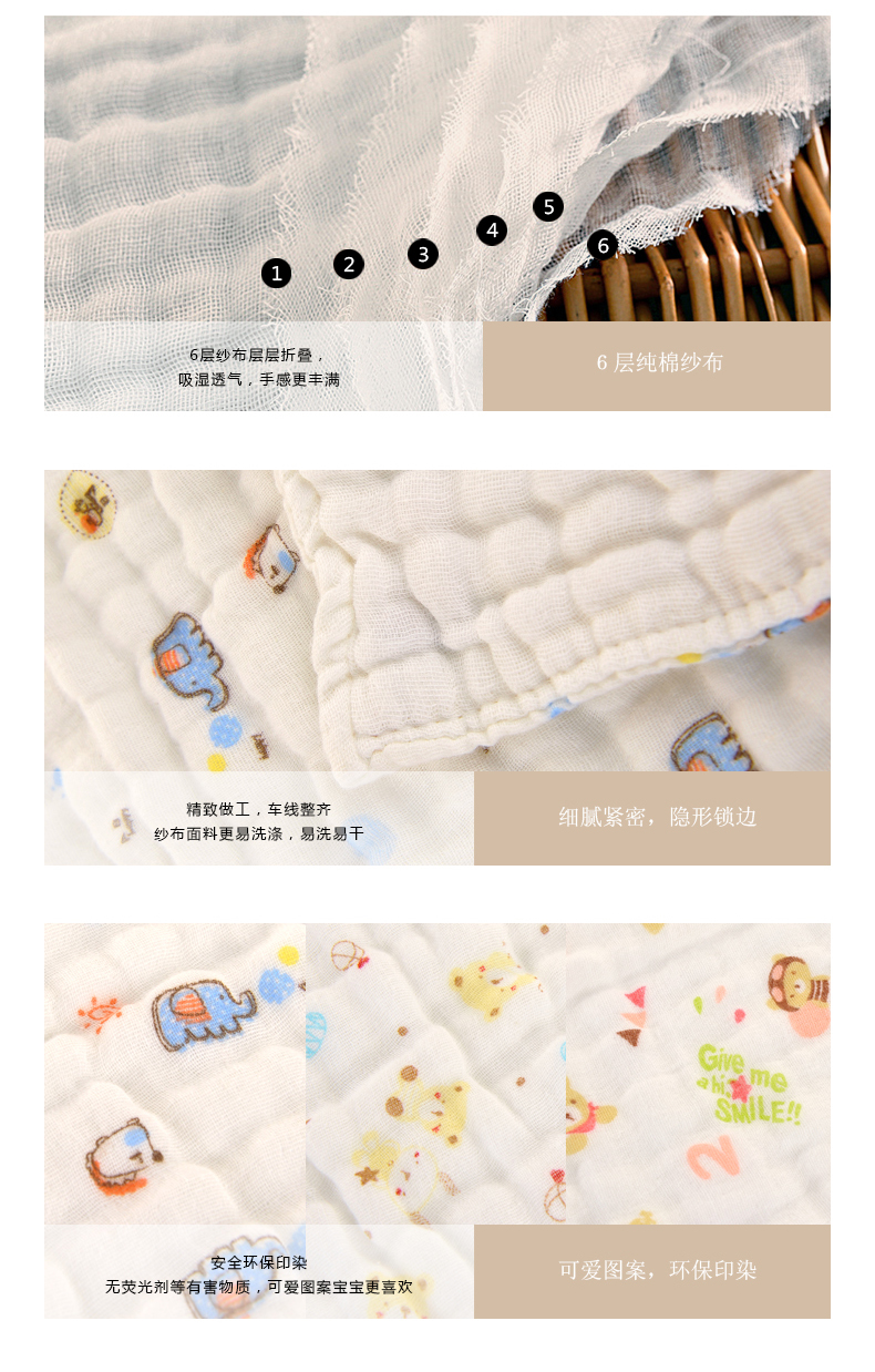 Bamboo Kam Tong khăn khăn khăn bông gạc Sáu loại Một khuôn mặt baby khăn để lau mồ hôi khăn ba nạp lint-miễn phí - Khăn tắm / áo choàng tắm khăn kỳ lưng