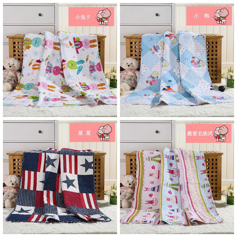 Tấm bông mảnh duy nhất bông phim hoạt hình bởi bé trải giường cotton nap quilt chần chăn có thể giặt