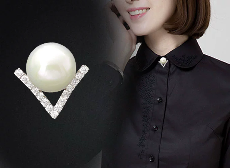 Hàn Quốc ngọc trai nhỏ trâm cài nữ mini đơn giản linh hoạt áo sơ mi cổ áo pin pin chốt khóa cố định phụ kiện chống sáng huy hiệu cài áo sơ mi