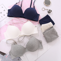 Thin mold cup gathered cotton girl underwear bra set Japanese sweet two-breasted soft rim student bra female