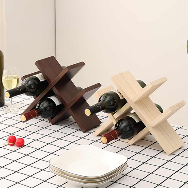 Solid Wood Red Wine Rack Swing Piece Creative Landing Show Shelf Home Wine Bottle Shelving Living-room Wall-mounted Wine Shelf