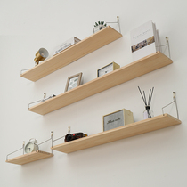 Wall shelf non-perforated bookshelf bedroom wall hanger living room TV wall decoration solid wood one-character partition