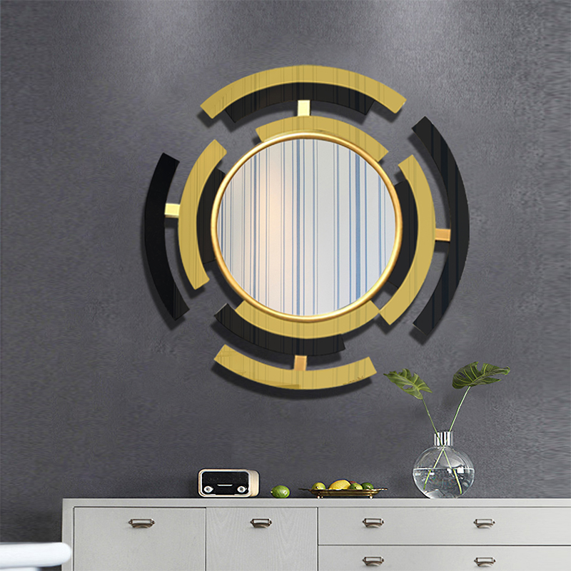 Highlight home creative round mirror American light luxury restaurant wall decoration mirror round porch art mirror customization