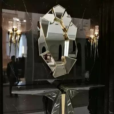 Highlights Home decoration split mirror high-end entrance wall hanging decorative mirror French dressing room washing special-shaped mirror