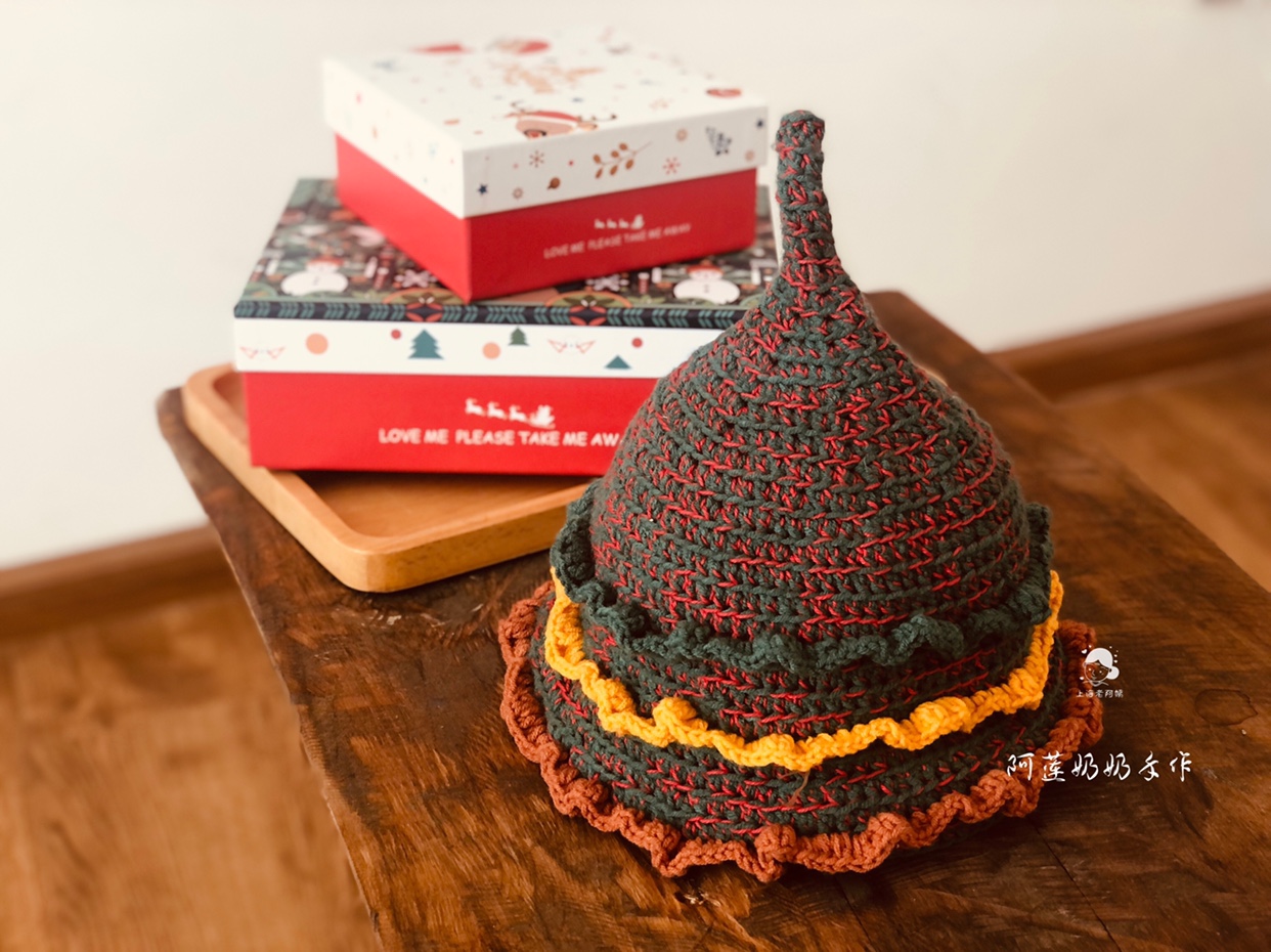 Pure hand crochet Christmas hat tip top hat adult hat Christmas tree hat Christmas present children's birthday-Taobao