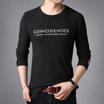 Fall New Mens Round Collar Long Sleeve T-shirt Youth Thin sweater Mens clothing Knitted Sweatshirt Korean version of the undershirt
