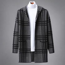 Spring-Autumn Knit Cardiovert Sweater Sweater Mens Jacket Loose Korean version Tide Mens Elegant Yuppie Mid-to-Cap Windsuit