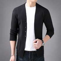 Knitted cardiovert mens youth spring autumn new Korean version trendy sweater external hitch sweatshirt body handsome mens thin coat