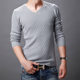 Spring and autumn men's sweater thin section V-neck solid color liner men's clothing bottoming knitted sweater British large size small shirt tide