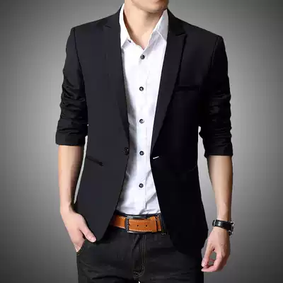 Spring and autumn men's small suit men's Korean slim-fit youth business casual work suit black work jacket trend