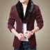Áo khoác len nam mới cộng với nhung cộng với cổ áo lông thú Thời trang nam dày lên áo choàng nam Áo len