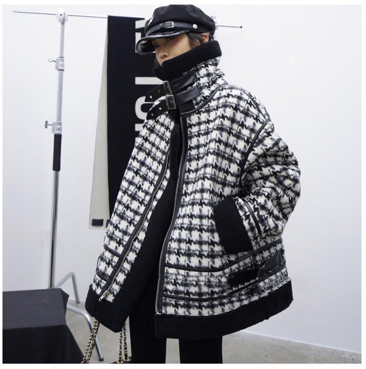 2021 autumn and winter new ins tide Korean version loose lamb wool jacket female Japanese vintage fried arcade racing suit jacket