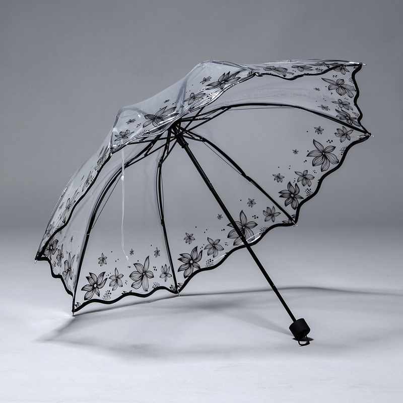 Transparent Umbrella for Women, Popular Online, Foldable, Good Quality, for Children and Students, Plastic, for Taking Photos, ins Wind Resistance, 70% off Transparent Umbrella