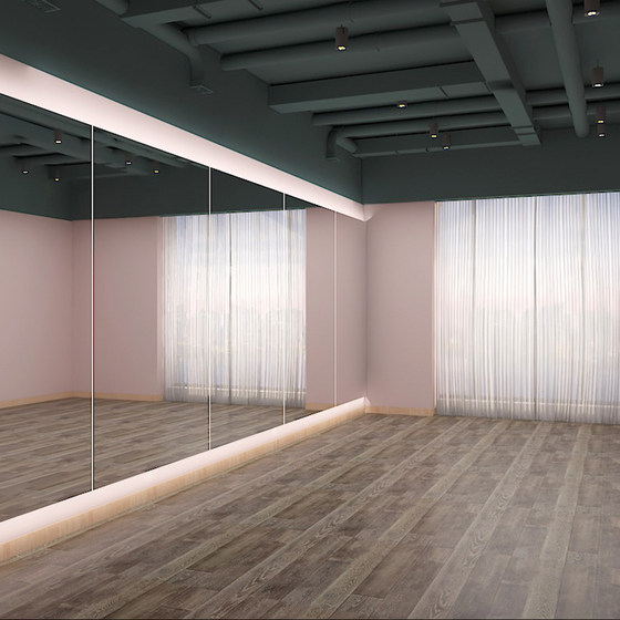 舞蹈室镜子墙贴墙玻璃大练功房形体家用教室整面健身瑜伽定制全身