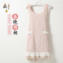 Korean fashion lady home kitchen waterproof oil-proof cooking apron Cute kindergarten nail shop overalls