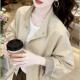 Spring Korean style stand collar slim striped patchwork jacket for women