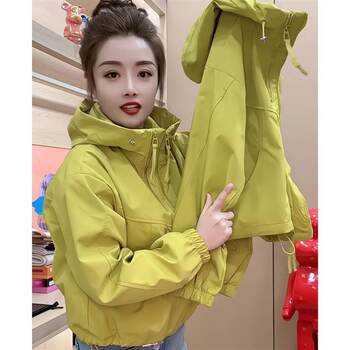 2025 ພາກຮຽນ spring ໃຫມ່ jacket jacket ຄົນອັບເດດ: ຂອງແມ່ຍິງ zipper loose casual hooded short versatile jacket top