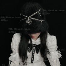 Broken bone original punk gothic gothic metal chain furry fisherman hat domed hat