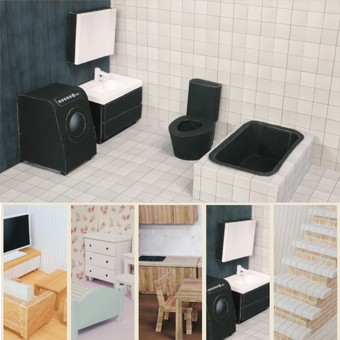 Children's Handmade Origami DIY Three-Dimensional Paper Model Bathroom Scene Toilet Interior Decoration Washing Machine Home Appliances Children's Handmade Origami DIY Three-Dimensional Paper Model Bathroom Scene Toilet Interior Decoration Washing Machine Home Appliances