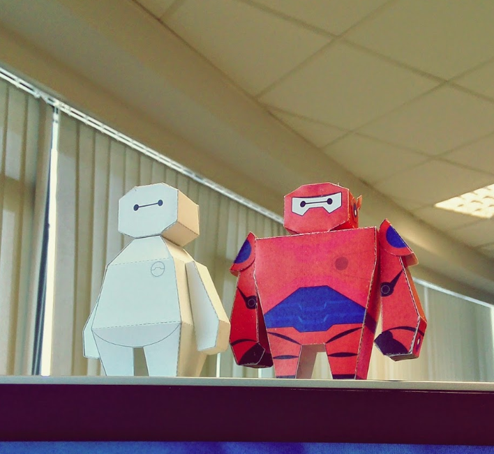 DIY tay lắp ráp mô hình giấy ba chiều siêu marine đội big white robot 3D giấy khuôn origami sản xuất mô hình giấy anime chibi	