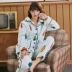Fenton Coral Velvet Pyjama Women Winter 2019 New Plus Velvet Dày Ấm áp Flannel Bạn gái Dịch vụ tại nhà Set - Nam giới Nam giới