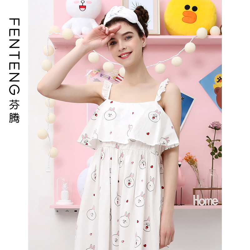 芬腾 19年夏季新款 line friends布朗熊 中长款吊带睡裙 天猫优惠券折后¥69包邮(¥99-30)155~170码2色可选 芬腾 19年夏季新款 line friends布朗熊 中长款吊带睡裙 天猫优惠券折后¥69包邮(¥99-30)155~170码2色可选