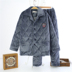 Mùa đông trung niên và tuổi già ba lớp dày lông cừu san hô bộ đồ ngủ nam cha ông ông ấm áp flannel dịch vụ nhà áo ngủ nam Nam giới