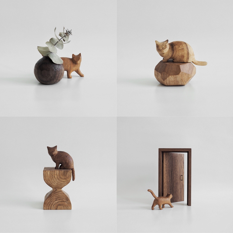 Living with Cats: Restoration 6 - Original Hand-Carved Creative Wooden Cat Ornament by Ze Wu Woodwork Living with Cats: Restoration 6 - Original Hand-Carved Creative Wooden Cat Ornament by Ze Wu Woodwork