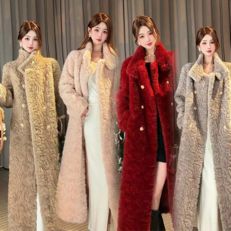 2026 Winter New Eco-Friendly Mink Fur Coat for Women, Mid-Length, Over-The-Knee, Thickened, Warm Fur Coat