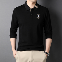  Autumn and winter mens polo shirt loose boutique long-sleeved business t-shirt lapel casual