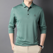  Autumn and winter mens polo shirt loose boutique long-sleeved business t-shirt lapel casual