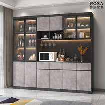 Side cabinet integrated against the wall Modern minimalist Nordic style kitchen locker living room against the wall light luxury high cabinet wine cabinet