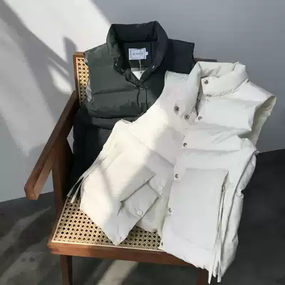 Winter stand-up collar short down cotton vest female sleeveless warm vest bread suit streamer zipper vest female