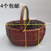 Rattan wicker straw bamboo handle portable egg basket gift basket storage basket storage basket shopping basket fruit basket