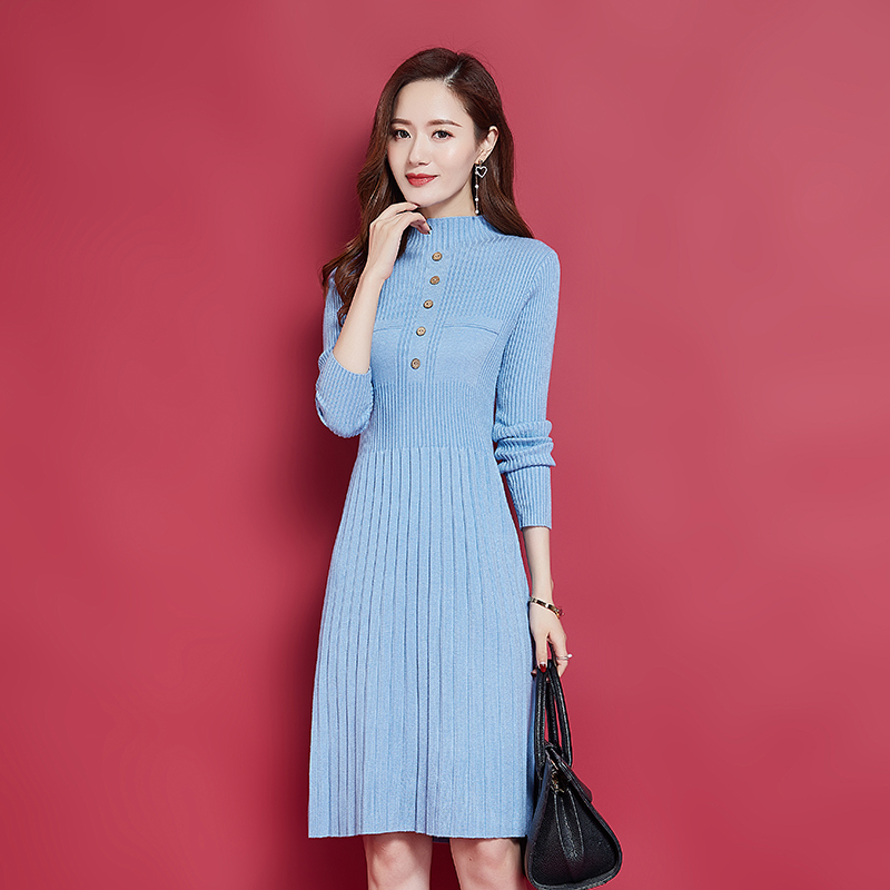 Mid-long-edited sweater sweater sweater new thick loose head with coat knitted on knee dress