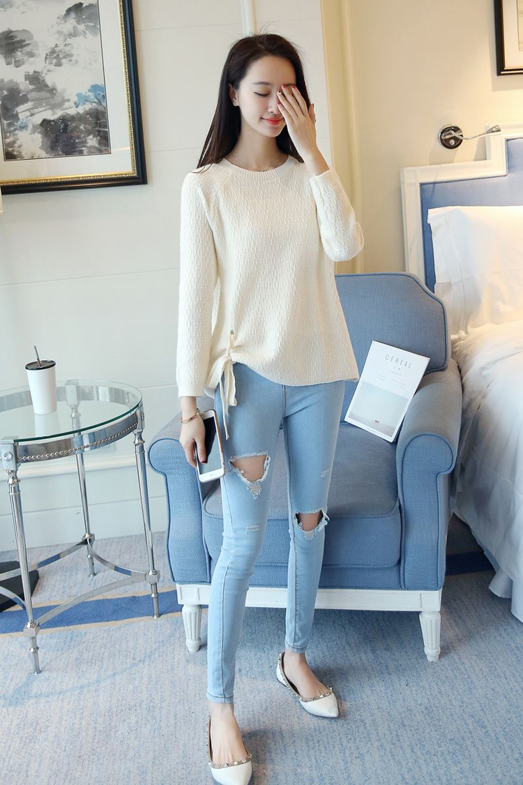 Mùa xuân và mùa thu Phụ nữ Áo len có cổ tay dài Áo len cao cổ Áo len ngắn Áo khoác cổ tròn Áo cổ tròn thời trang trung niên nữ cao cấp elady