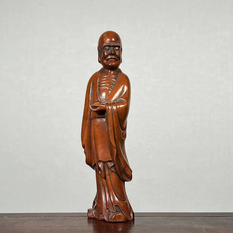 極上 如意 古美術 黄楊木 秘藏 清 木材細密彫 黄楊木 牛轉