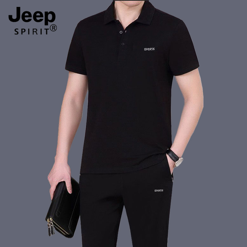 Jeep Jeep Short-Sleeved Polo Shirt Sports Suit Men's Summer Business Casual Running Suit for Young and Middle-Aged Men Two-Piece Set Jeep Jeep Short-Sleeved Polo Shirt Sports Suit Men's Summer Business Casual Running Suit for Young and Middle-Aged Men Two-Piece Set