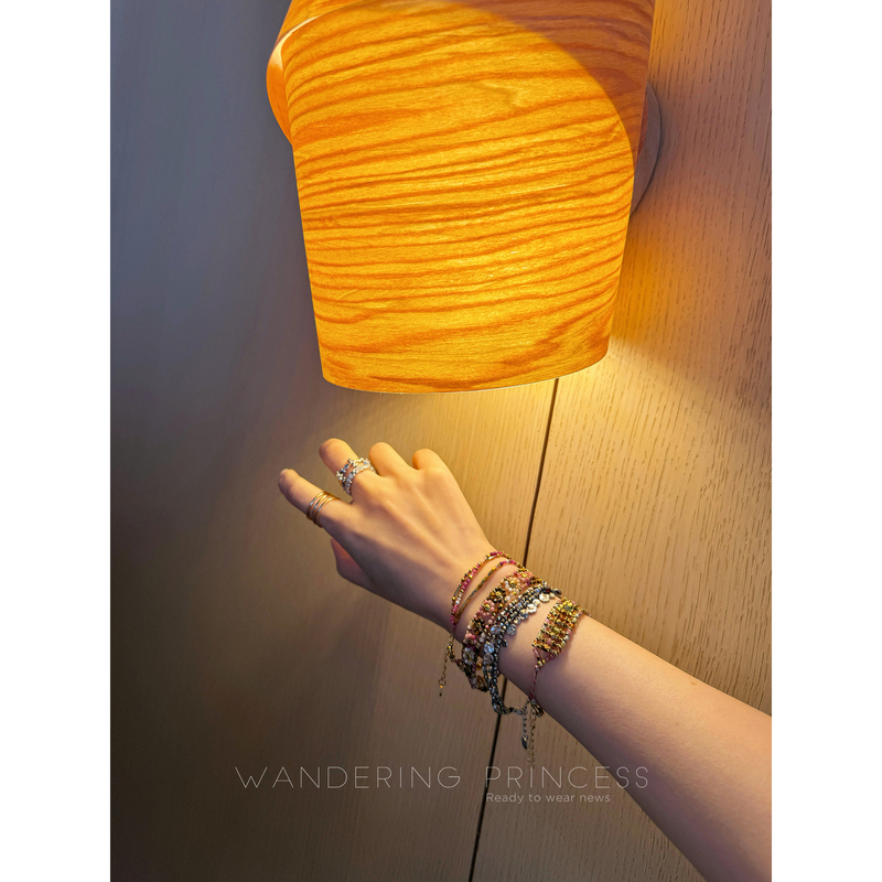 Qian Meixi Multi-Colored Vacation-Style Multi-Layered Natural Stone Bracelet Light Luxury Jewelry Summer Stackable Bracelet