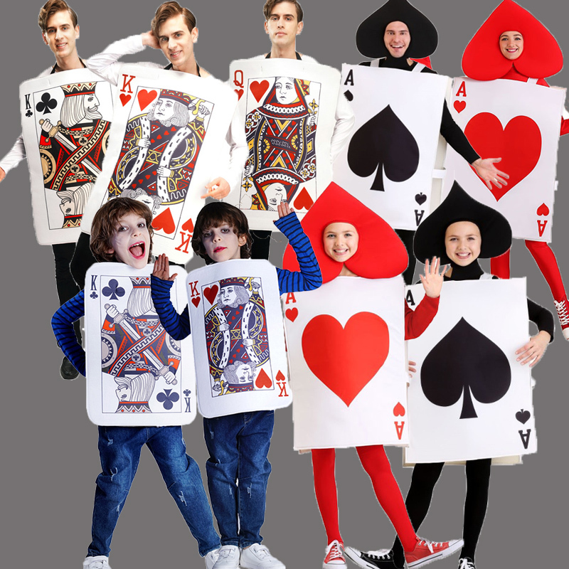 Halloween Quirky Party Poker Costume Red Ace of Hearts Spades Ace Stage Performance Props Cosplay Costume