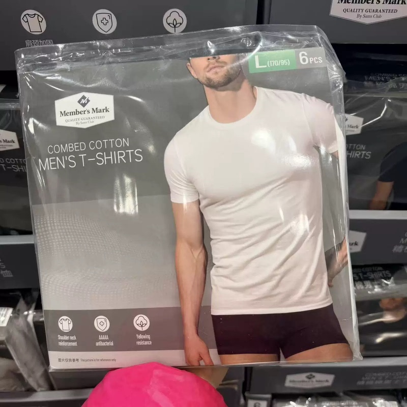 Sam's Purchasing Service: mm Combed Cotton Men's T-Shirt, Men's Solid Color Short-Sleeve, 5A Grade Antibacterial, 6-Pack, White/Mixed Colors